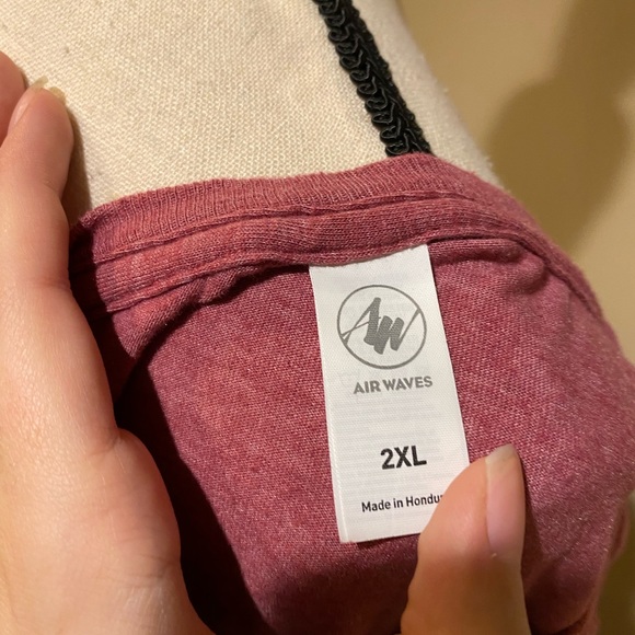 Air Waves Pink Red Plain Long Sleeve Tee Plus Size - Picture 7 of 7